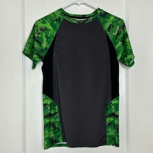 Champion C9 Boys Athletic Green and Grey Short Sleeve Camo Shirt